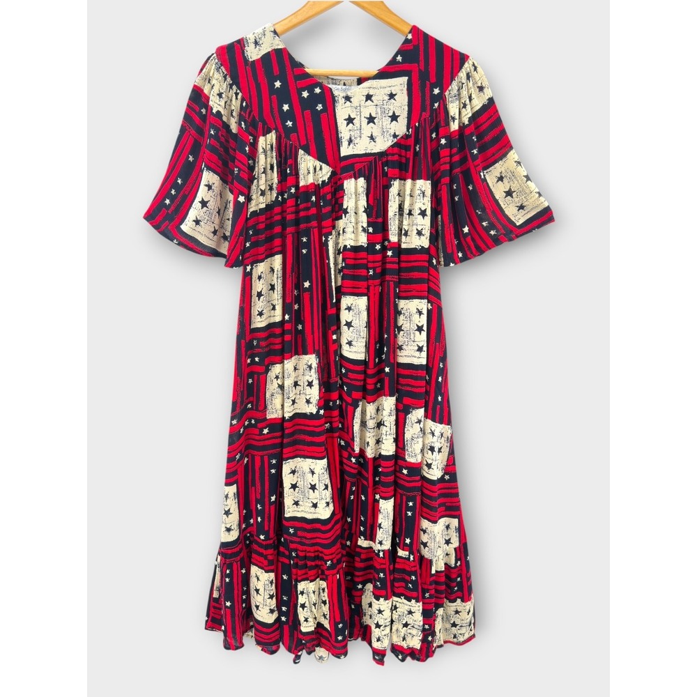 Go Softly Patio Muumuu S July 4th Americana Stars Stripes Patriotic Loungewear